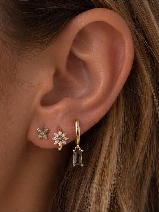 Anthropologie Jewelry - Gold-Plated Green Crystal Charm Hoop Earring 8